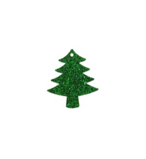 Γούρι Δεντράκι πράσινο glitter plexiglass κρεμαστό 28x30mm