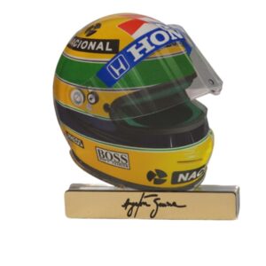 Κράνος Ayrton Senna με υπογραφή plexiglass επιτραπέζιο διακοσμητικό 84x75x8mm