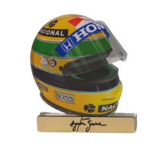 Κράνος Ayrton Senna με υπογραφή plexiglass επιτραπέζιο διακοσμητικό 84x75x8mm