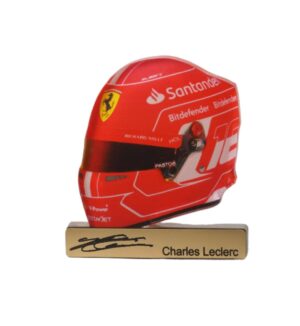 Κράνος Charles Leclerc με υπογραφή plexiglass επιτραπέζιο διακοσμητικό 78x77x8mm