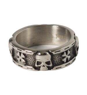 Δαχτυλίδι Ανδρικό Skull  & Bones ασημί αντικέ μεταλλικό ατσάλι