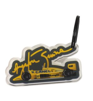 Μονοθέσιο Ayrton Senna Lotus Honda 99T  plexiglass κρεμαστό με μαύρο μεταλλικό κρίκο μπρελόκ 40x66mm