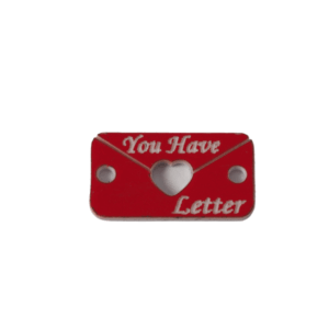 Φάκελος  "You Have Letter" με καρδιά διάτρητη κόκκινο-λευκό μικρός σύνδεσμος plexiglass 18x10mm