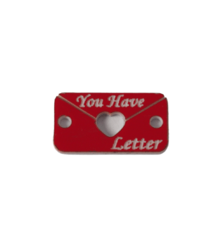 Φάκελος  "You Have Letter" με καρδιά διάτρητη κόκκινο-λευκό μικρός σύνδεσμος plexiglass 18x10mm