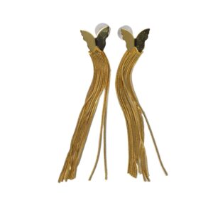 Σκουλαρίκια Butterfly with tail καρφωτά χρυσά μεταλλικά ατσάλι 105x18mm