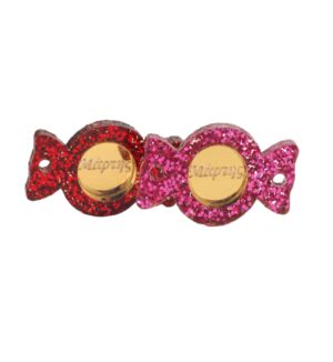 Καραμέλα “Μάρτης” glitter με χρυσό μεταλλικό χρώμα plexiglass σύνδεσμος 11x19mm