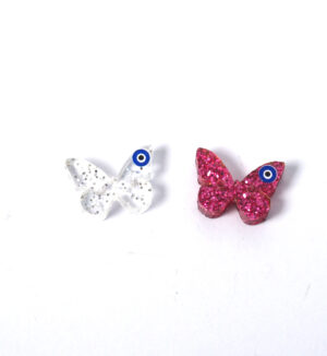 Πεταλούδα με ματάκι Glitter plexiglass σύνδεσμος 10x16mm
