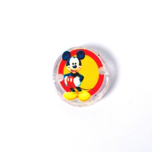 Στρογγυλός με Mickey με φόντο σε κόκκινο-κίτρινο κύκλο πολύχρωμος σε διάφανο glitter plexiglass σύνδεσμος 18mm