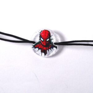 Στρογγυλός με Spiderman κεφάλι με αράχνες σε διάφανο glitter plexiglass σύνδεσμος 18mm