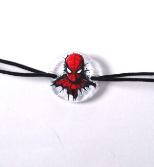 Στρογγυλός με Spiderman κεφάλι με αράχνες σε διάφανο glitter plexiglass σύνδεσμος 18mm