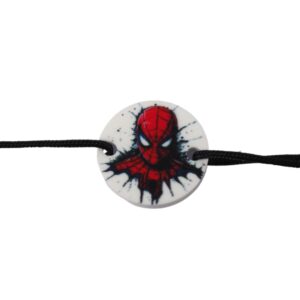 Στρογγυλός με Spiderman κεφάλι με αράχνες σε λευκό plexiglass σύνδεσμος 18mm