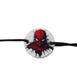 Στρογγυλός με Spiderman κεφάλι με αράχνες σε λευκό plexiglass σύνδεσμος 18mm