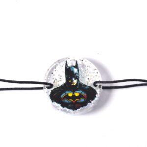 Στρογγυλός με Batman σε διάφανο glitter plexiglass σύνδεσμος 18mm