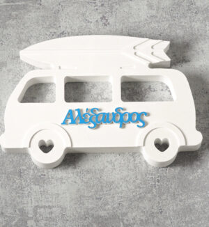 Van Old School με plexiglass Όνομα της επιλογής σας λευκό κεραμικό για ζωγραφική επιτραπέζιο διακοσμητικό 84x125mm
