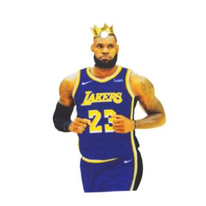LeBron James με κορώνα & εμφάνιση Lakers πολύχρωμο plexiglass κρεμαστό 65x39mm