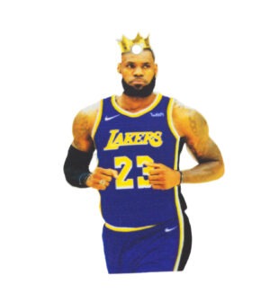 LeBron James με κορώνα & εμφάνιση Lakers πολύχρωμο plexiglass κρεμαστό 65x39mm