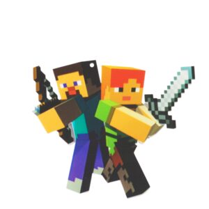 Minecraft με 2 φιγούρες πολύχρωμο μεγάλο plexiglass κρεμαστό 70x82mm