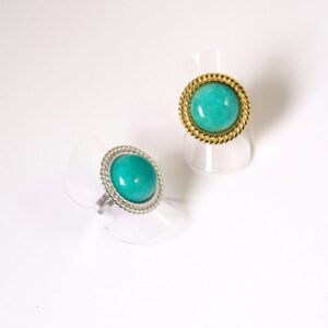 Δαχτυλίδι με δίσκο με περίγραμμα knotted και aquamarine ημιπολύτιμη πέτρα ανοιγόμενο μεταλλικό ατσάλι 17mm
