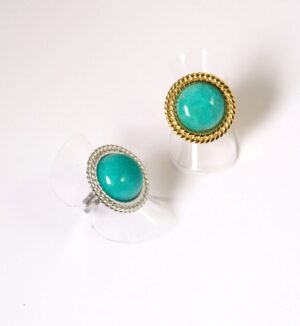 Δαχτυλίδι με δίσκο με περίγραμμα knotted και aquamarine ημιπολύτιμη πέτρα ανοιγόμενο μεταλλικό ατσάλι 17mm