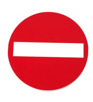 Στρογγυλή Πινακίδα "Απαγορεύται η Είσοδος" αυτοκόλλητη εκτυπωμένη σε λευκό plexiglass 10cm