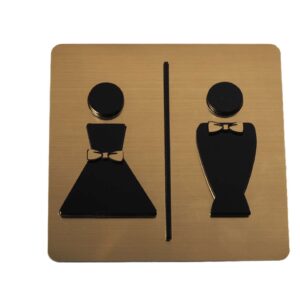 Πινακίδα σήμανσης premium ¨WC Ανδρών-Γυναικών" αυτοκόλλητη 3D σε χρυσό μάτ plexiglass 10x10cm