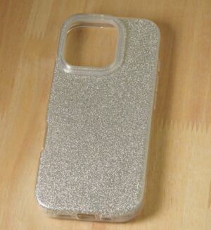 Θήκη Σιλικόνης Ασημί με Glitter για Iphone 15 Pro