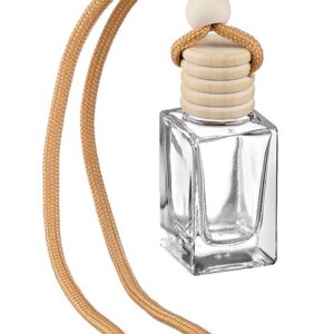 Μπουκαλάκι κάθετο παραλληλόγραμμο αρώματος με ξύλινο πώμα 2.6x2.6x6cm χωρητικότητα 15ml/20 τμχ