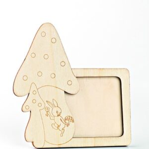 Ξύλινη φωτογραφοθήκη με μανιτάρι 14×14 cm /10 τμχ