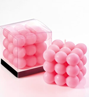 Aρωματικό κερί κύβος ρόζ bubble 6x6x6cm