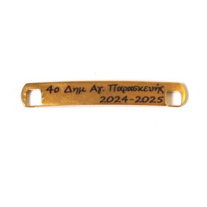 Ταυτότητα Αποφοίτησης με όνομα σχολείου της επιλογής σας χρυσή μακρόστενη κυρτή μεταλλική ατσάλι 34x5mm/10 τμχ