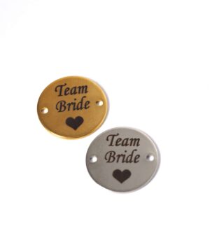 Δίσκος με Team Bride & καρδιά μεταλλικός σύνδεσμος ατσάλι 20mm