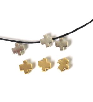Σταυρός μικρή μεταλλική χαλκός χάντρα 8.5x8mm