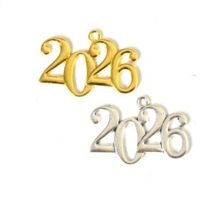 2026 Γούρι μεταλλικό ανισόπεδο μεσαίο κρεμαστό 24x34mm
