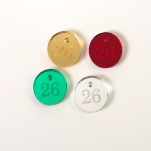 26 Στρογγυλό μεταλλικό χρώμα  plexiglass κρεμαστό 15mm/10τμχ