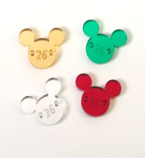26 με Mickey Mouse  μεταλλικό χρώμα  plexiglass σύνδεσμος 19x22mm