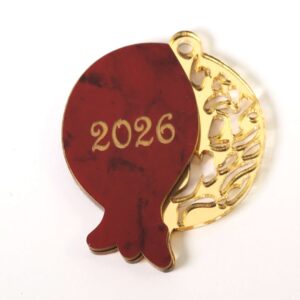 2026 Γούρι Ρόδι μπορντώ-χρυσό darvin & διάτρητο χρυσό μεταλλικό χρώμα plexiglass κρεμαστό 49x44mm