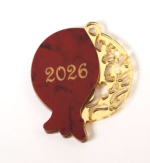 2026 Γούρι Ρόδι μπορντώ-χρυσό darvin & διάτρητο χρυσό μεταλλικό χρώμα plexiglass κρεμαστό 49x44mm