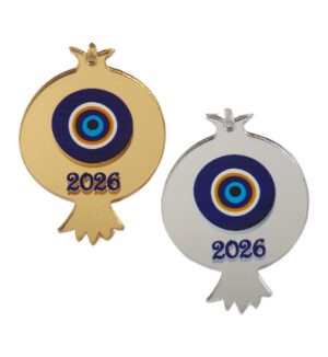 2026 Γούρι Ρόδι με ματάκι τυπωμένο σε μεταλλικό χρώμα plexiglass 46.5x33mm