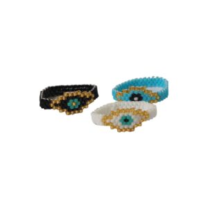 Δαχτυλίδι Evil Eye με χάντρες miyuki 18mm