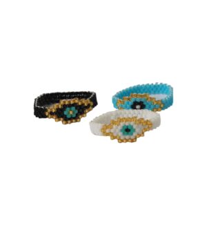 Δαχτυλίδι Evil Eye με χάντρες miyuki 18mm