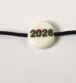 2026 Γούρι Χάντρα με πράσινα νούμερα ακρυλική λευκή πλακέ στρογγυλή 15x4mm
