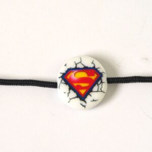 Χάντρα με το σήμα του Superman ακρυλική λευκή πλακέ στρογγυλή 15x4mm