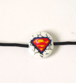 Χάντρα με το σήμα του Superman ακρυλική λευκή πλακέ στρογγυλή 15x4mm