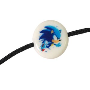 Χάντρα με Sonic ακρυλική λευκή πλακέ στρογγυλή 15x4mm