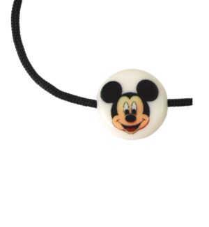 Χάντρα με Mickey πρόσωπο ακρυλική λευκή πλακέ στρογγυλή 15x4mm