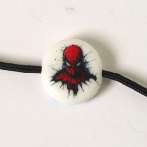 Χάντρα Spiderman πρόσωπο ακρυλική λευκή πλακέ στρογγυλή 15x4mm