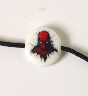Χάντρα Spiderman πρόσωπο ακρυλική λευκή πλακέ στρογγυλή 15x4mm