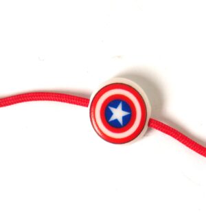 Χάντρα Captain America ακρυλική λευκή πλακέ στρογγυλή 15x4mm