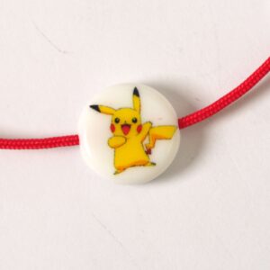 Χάντρα Pokemon ακρυλική λευκή πλακέ στρογγυλή 15x4mm