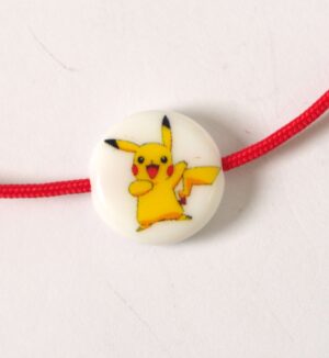 Χάντρα Pokemon ακρυλική λευκή πλακέ στρογγυλή 15x4mm